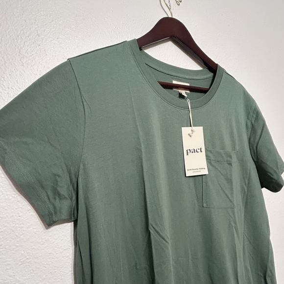 NWT Pact Dark Forest Green Softspun Short Sleeve Tee Dress Womens Size XL - Picture 5 of 11